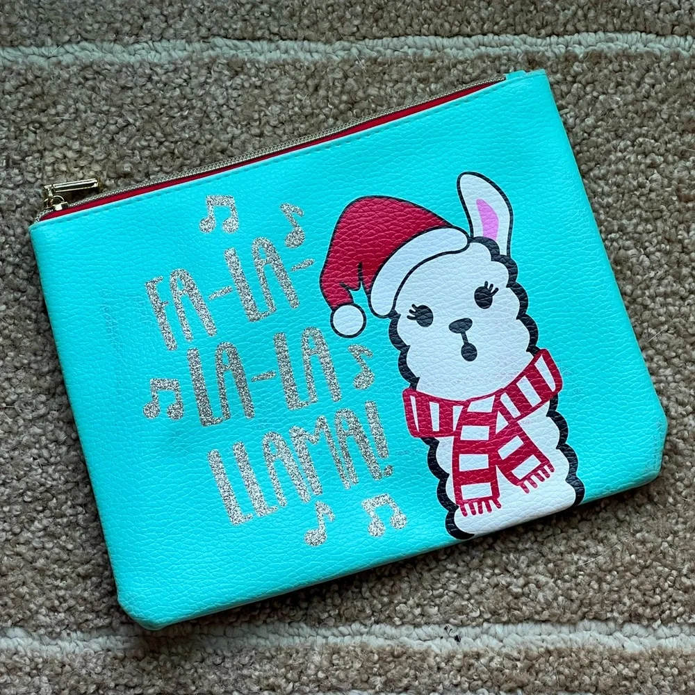 Festive Holiday Novelty Llama Cosmetic Pouch Bag